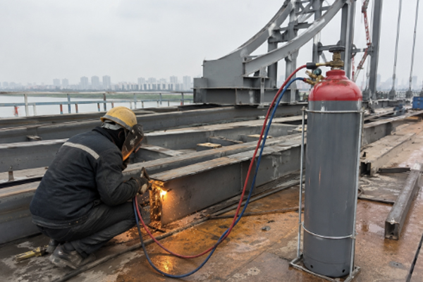Solution of Acetylene Cylinders in Bridge Steel Structure Welding