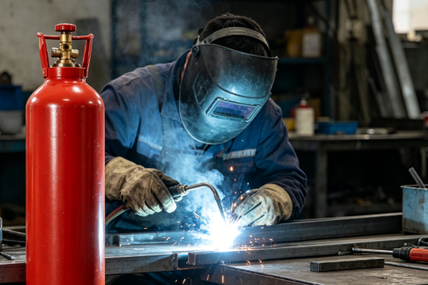 Welding using acetylene gas cylinders