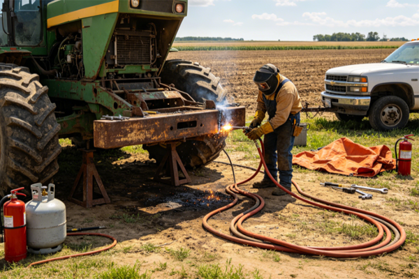 Tractor Repair Welding Solution with Acetylene Gas Cylinders